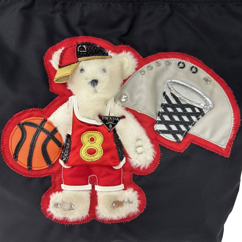 Prada Nylon Tessuto Tote Bear Basket Black