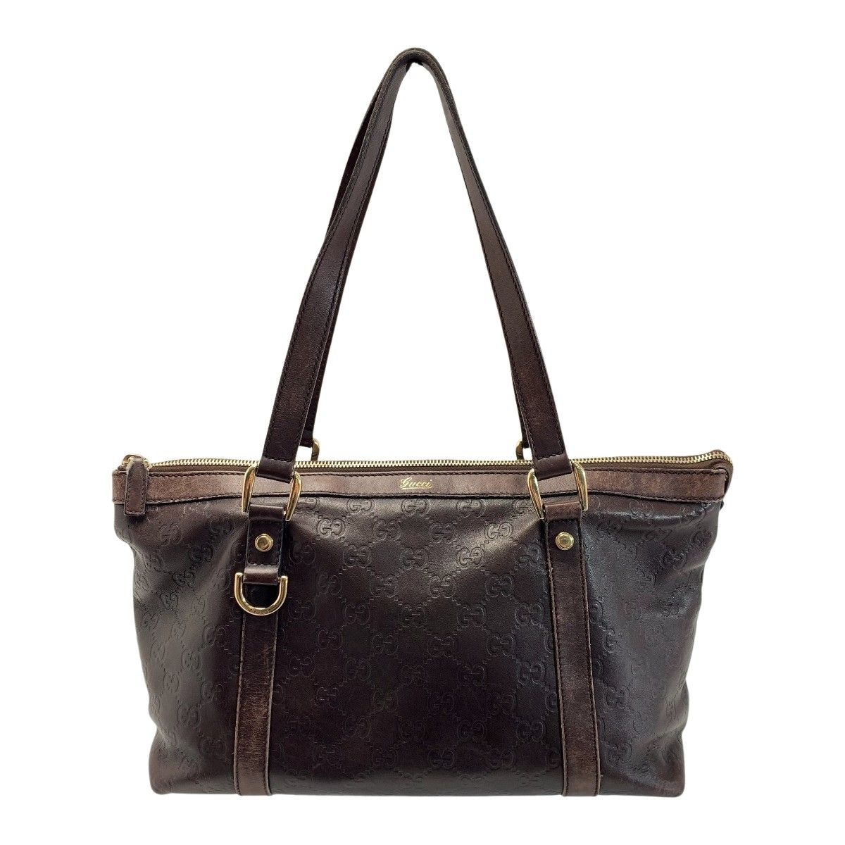 Gucci Leather 141470 Brown Handbag Gold Hardware Ladies