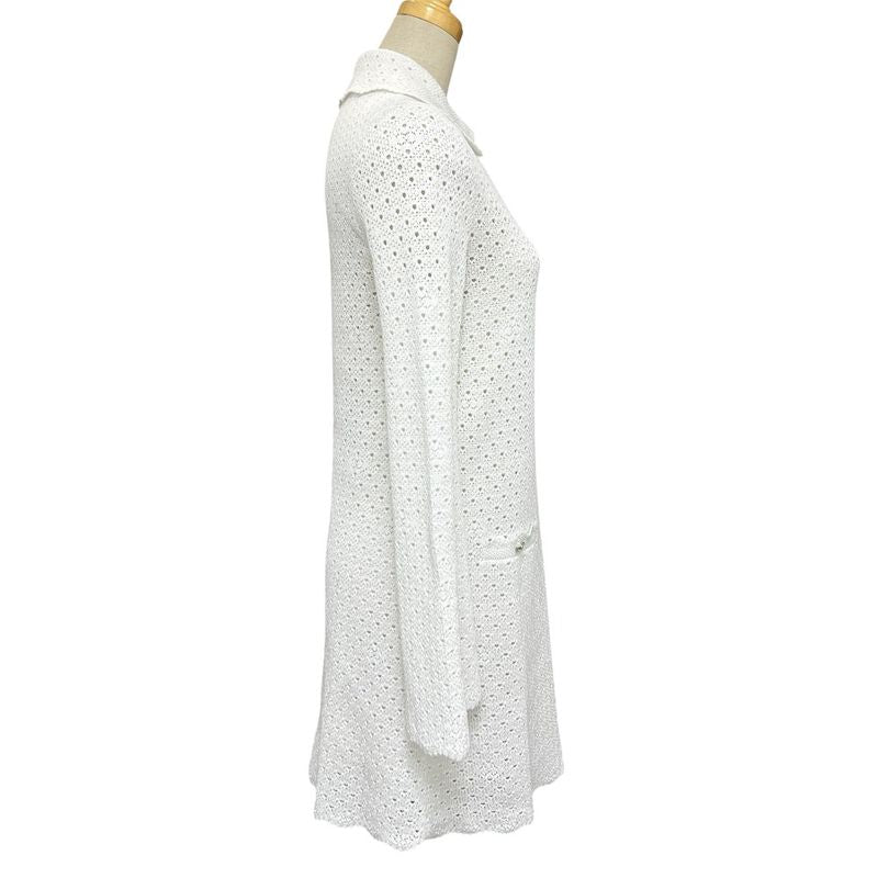 Chanel Dress Coco Mark Clover Lace P76856k11051 Cotton White