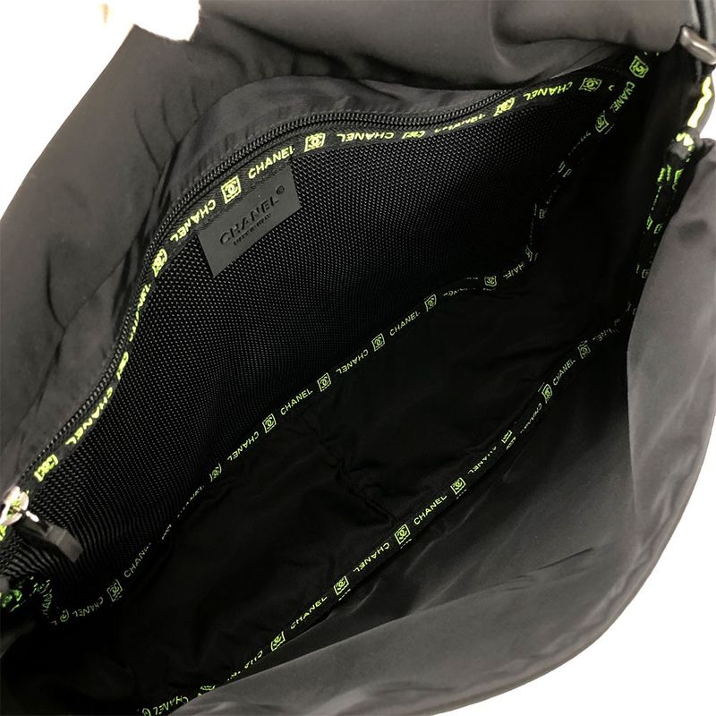 Chanel Sport Line Shoulder Bag Fluorescent Yellow Mesh 9th Rubber Nylon