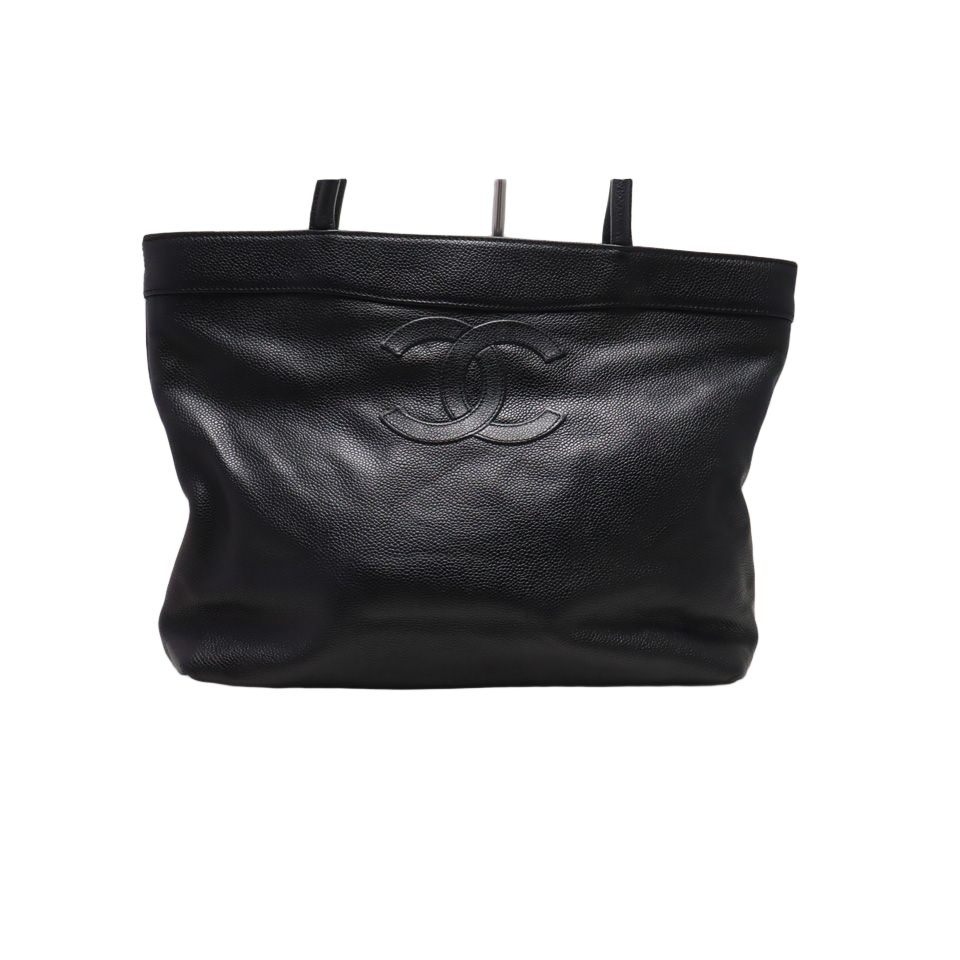 Chanel CC Logo Caviar Leather Tote Bag