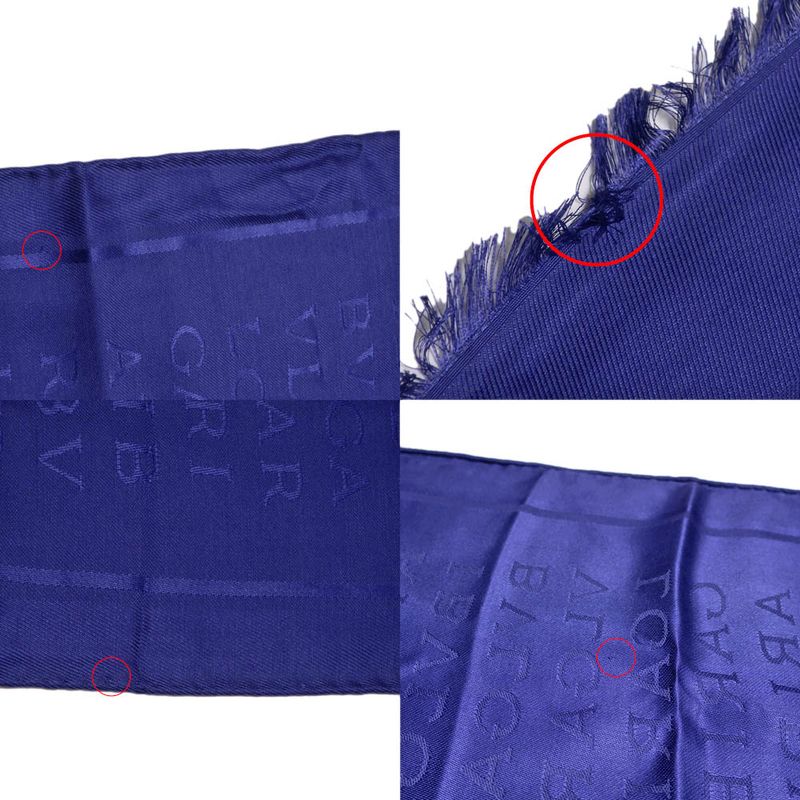 Bvlgari Scarf Logo Blue Silk Wool Accessories Others