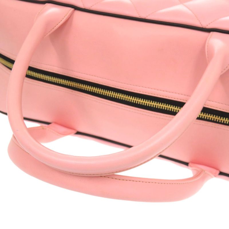 Chanel Matelasse Lambskin Pink Number 3 Logo Boston Bag 0475 Chanel