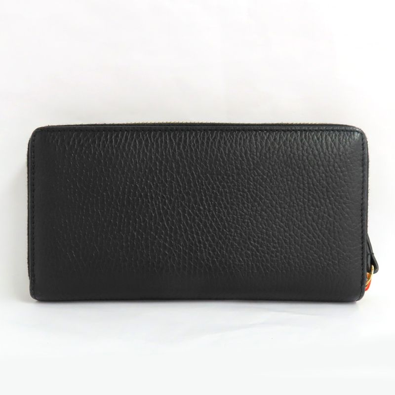 Gucci Double G Zip Around Wallet 456117 Black Gold Hardware Leather