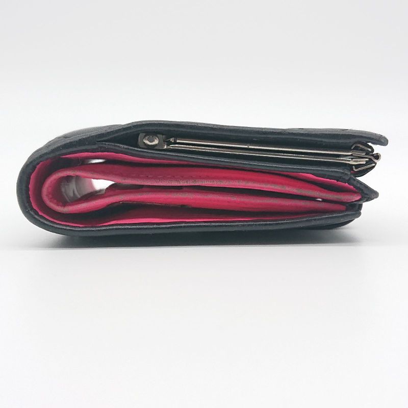 Chanel Cambon Line Folding Wallet With Clasp Black Coco Mark Lambskin Box With