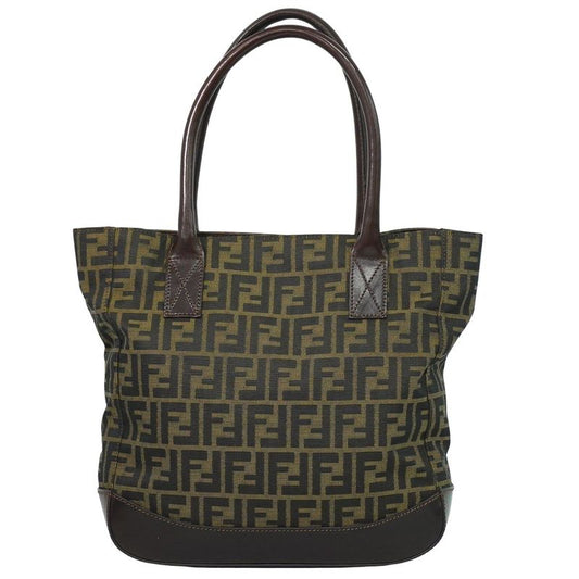 Authentic Fendi Zucca Tote Handbag Canvas Brown 16328 Zucca Bag Pre-owned