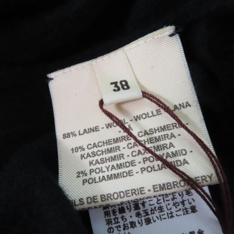 Hermes 24SS 4e2671d5 Wool Cashmere Embroidered Design Long Sleeve Knit Black 38