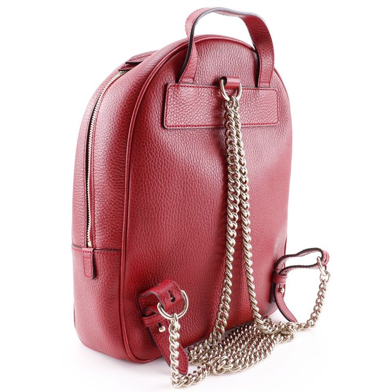 Gucci Soho Interlocking Chain Backpack 536192 Leather Red Women's Backpack/daypa