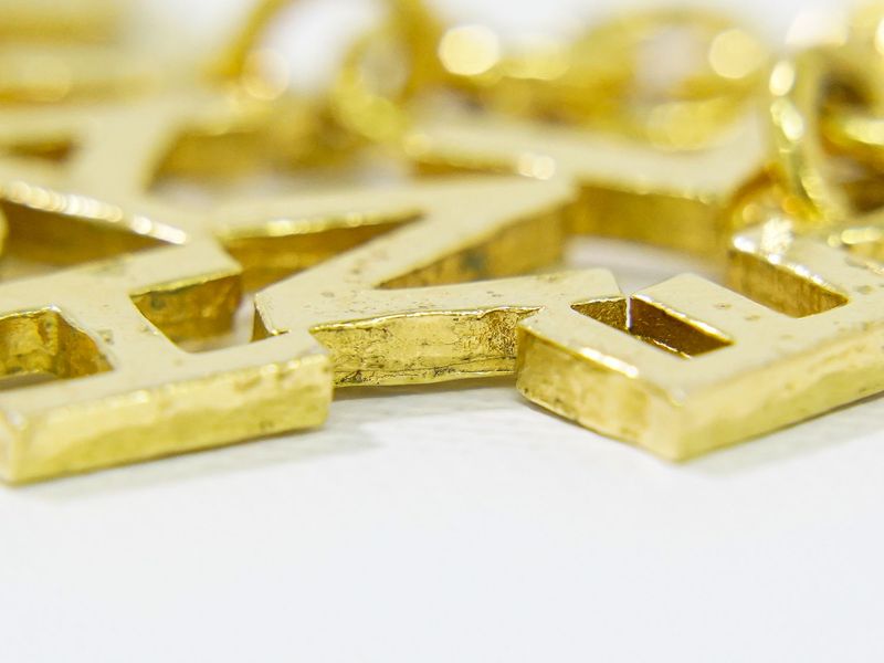 Authentic Chanel Logo Long Necklace Pendant GP Gold Plated Accessories Jewelry