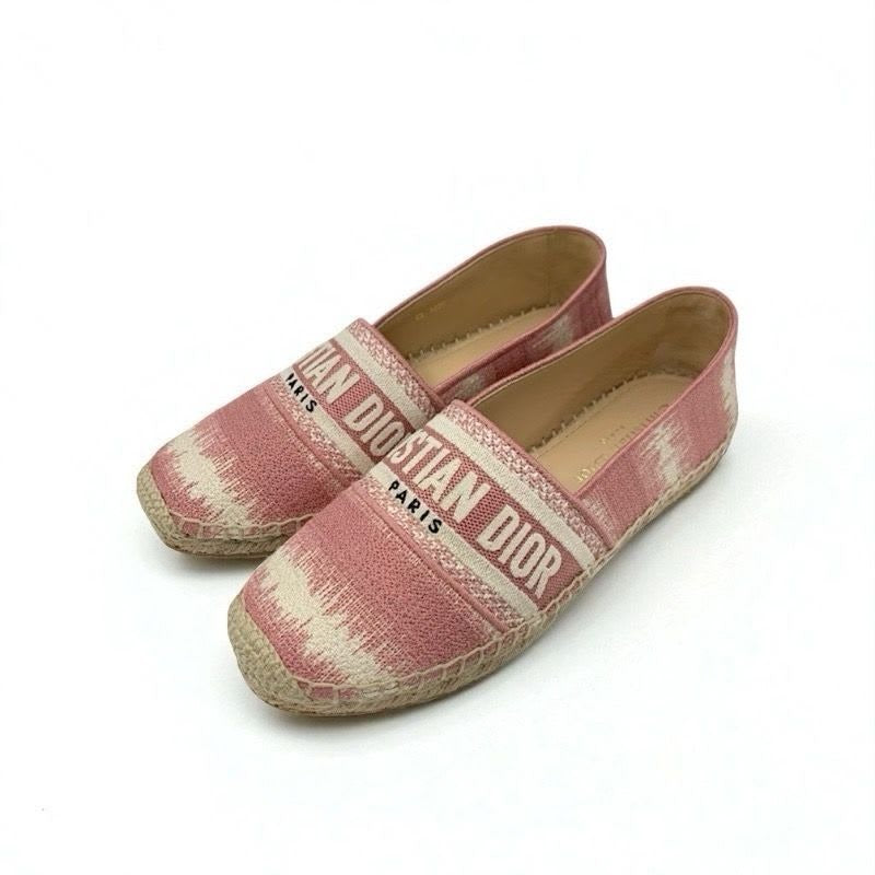 Christian Dior Granville Flat Shoes Fabric Pink Espadrilles