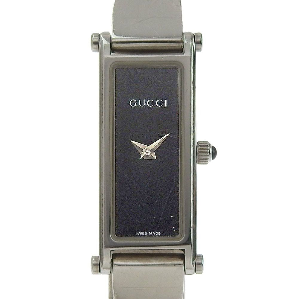 Gucci Stainless Steel Quartz Analog Display Black Dial Watch