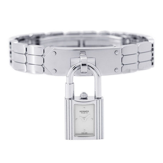 Hermes Kelly Watch Mini White Lacquer Dial Spark Ring