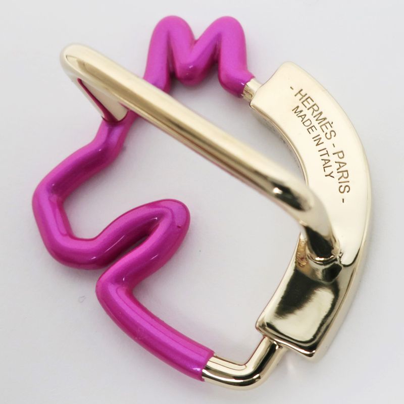 Hermes Scarf Ring Cheval Neon Cheval Pink Blue Gold Hardware Accessories