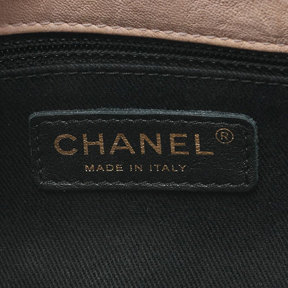 Chanel Shoulder Bag Calfskin V-stitched Beige Turnlock Single Flap With Gold