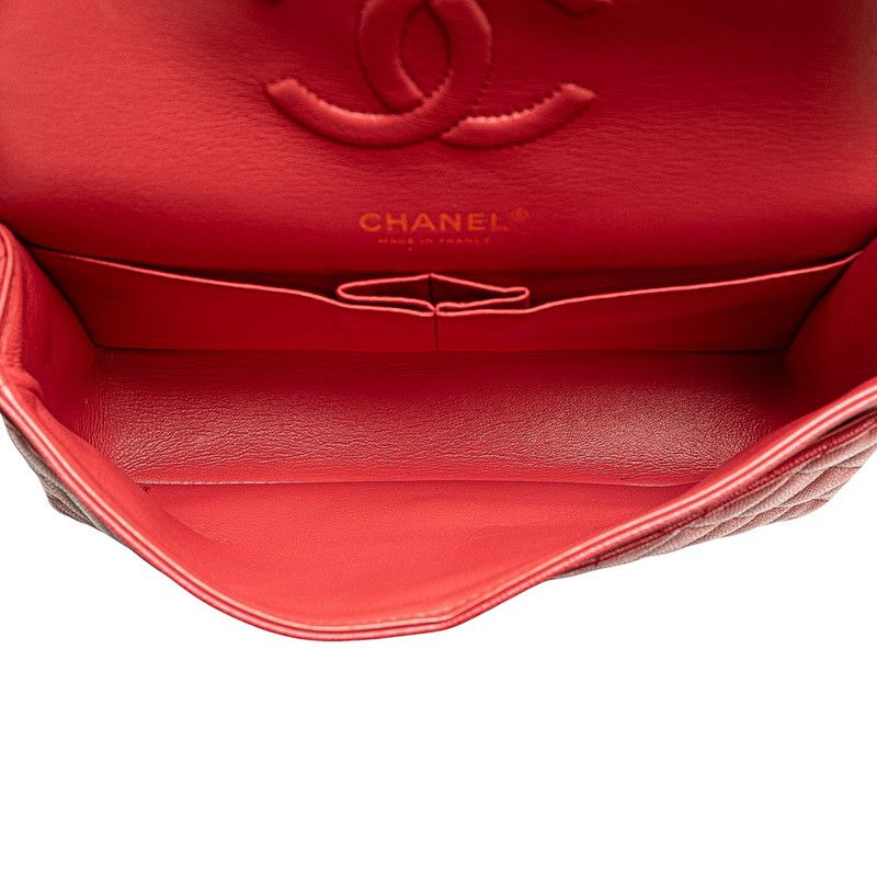 Chanel Matelasse Coco Mark W Flap Chain Shoulder Bag Handbag Pink Caviar Skin