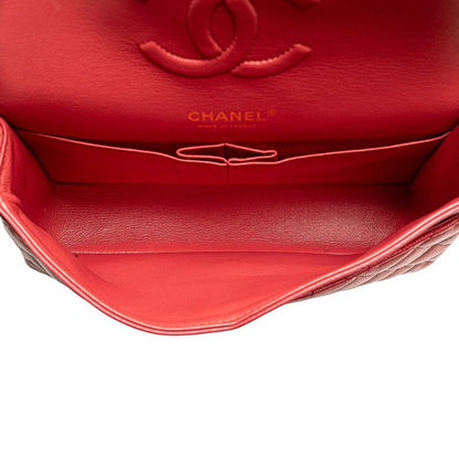 Chanel Matelasse Coco Mark W Flap Chain Shoulder Bag Handbag Pink Caviar Skin