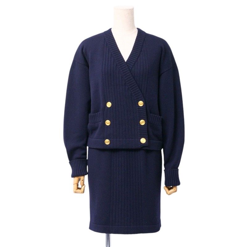 Chanel Vintage Skirt Setup Size 38 Knit Cardigan Knit Tight Skirt COCO Chanel