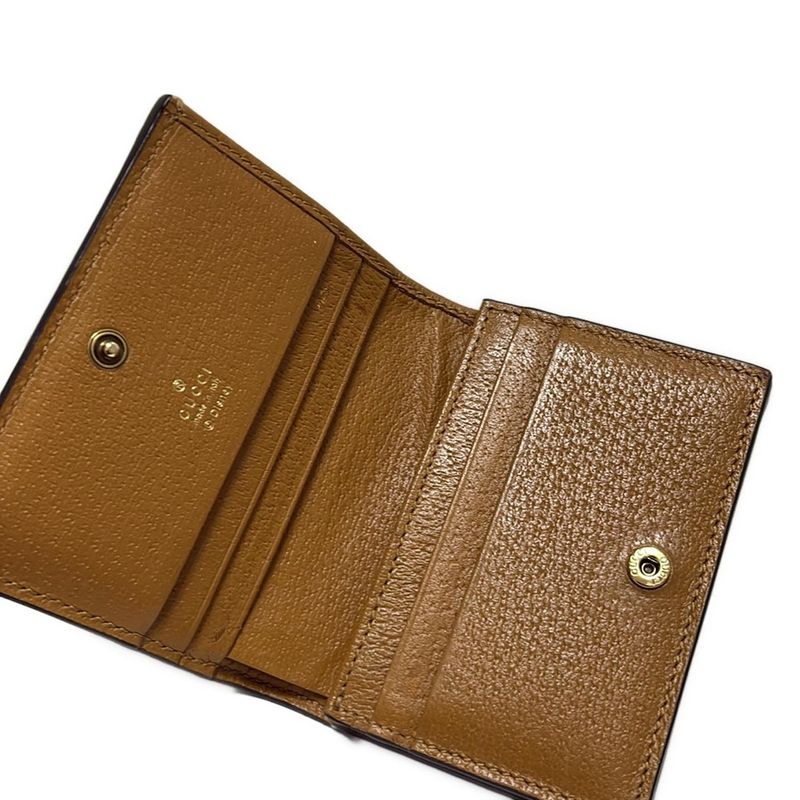 Gucci Bifold Wallet Micro GGGG Plus GG Supreme 602534 Brown X Light Brown X