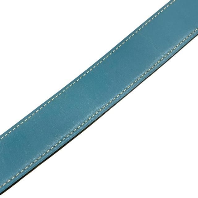 Hermes Serie Belt Leather Blue Jean Brown Silver Hardware [size 80] □B