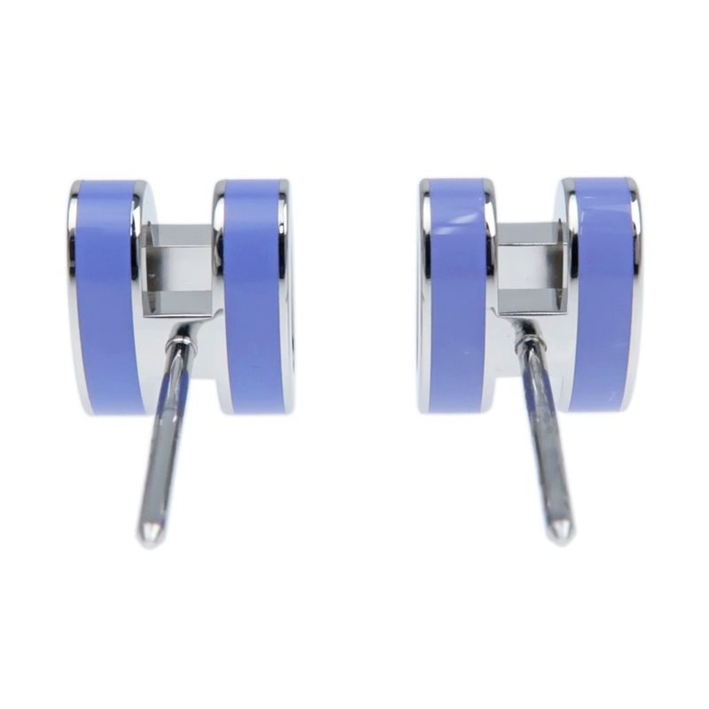 Hermes Earrings Pop Ash Mini H Pair Lila Purple Silver Color Jewelry
