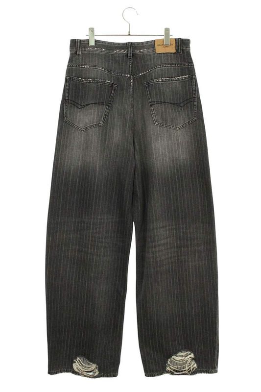Balenciaga 675218 Tjw77 Destroy Pinstripe Baggy Denim Pants Men's S