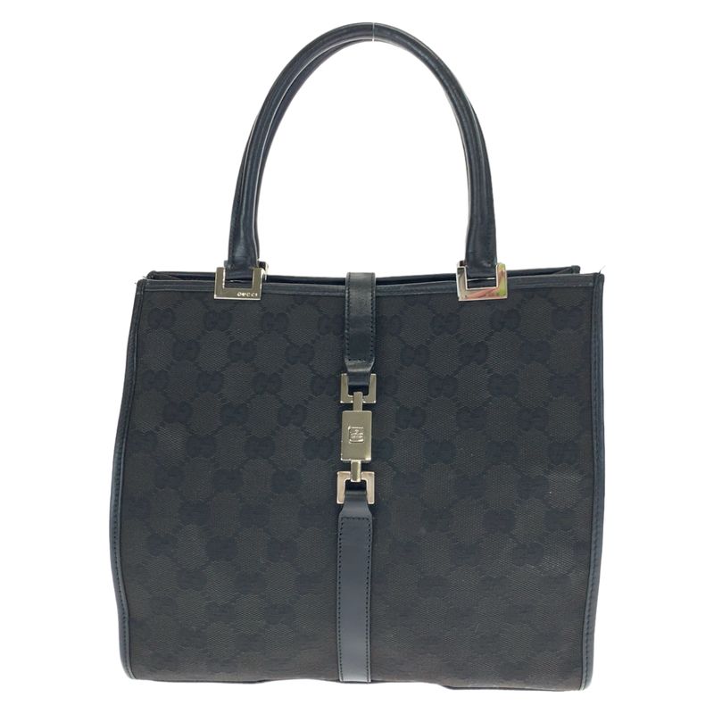 Gucci Jackie Black Silver Hardware GG Canvas 002 1065 Tote Bag Handbag Women
