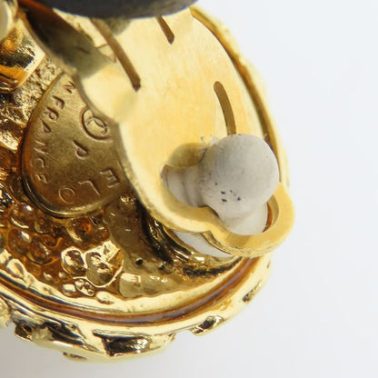 Chanel Earring Coco Mark Metal Faux Pearl Gold Plated Accessories 94P Ladies