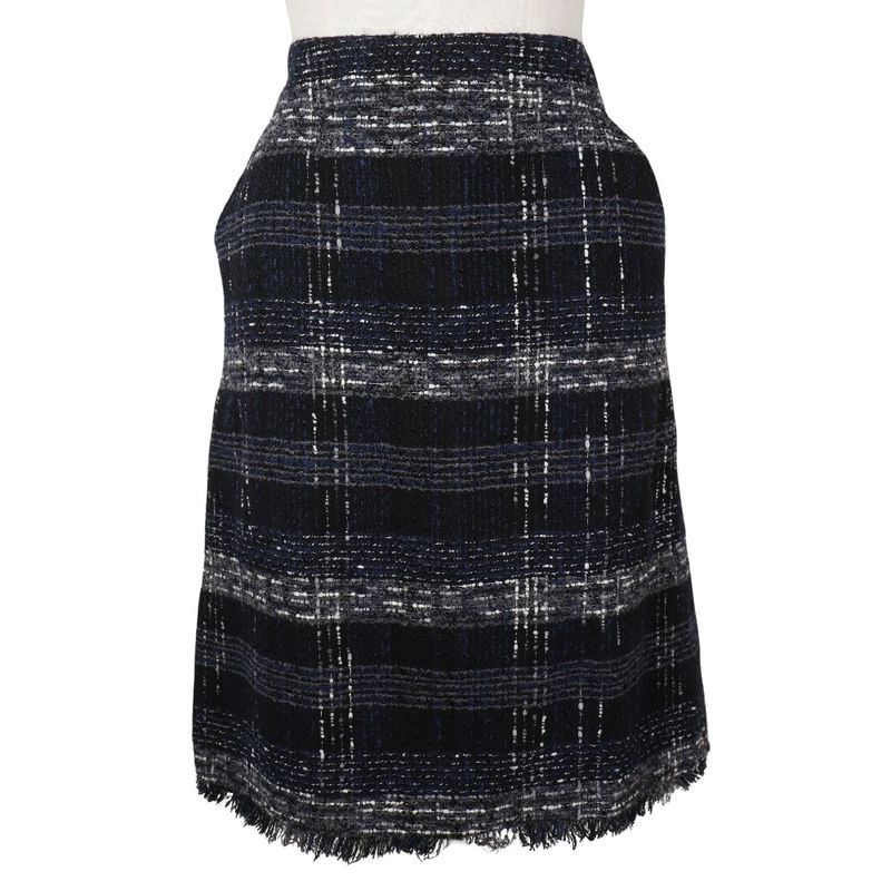 Chanel Tweed 05P P26088v16545 Cotton And Nylon Black/navy Blue Ladies Skirt