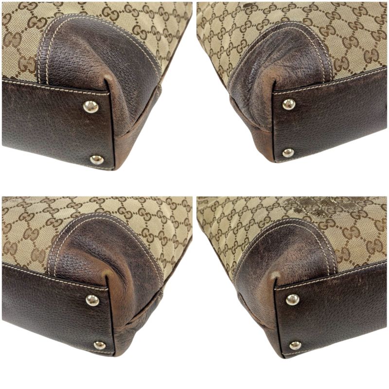 Gucci Tote Bag GG Canvas Leather Sherry Line Shoulder Brown