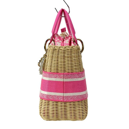 Dior/christian Dior Handbag Lady Dior Medium Bag Beige And Pink And White