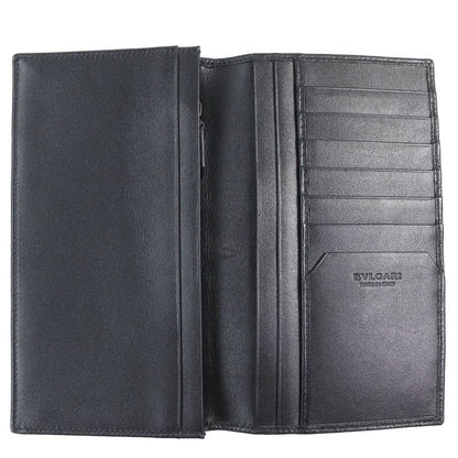 Bvlgari 280922 OCTO Leather Logo Shape Stamped Bifold Long Wallet
