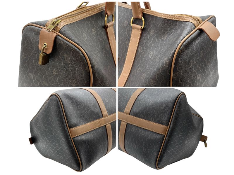 Christian DIOR Boston Bag With Honeycomb Pattern Brown