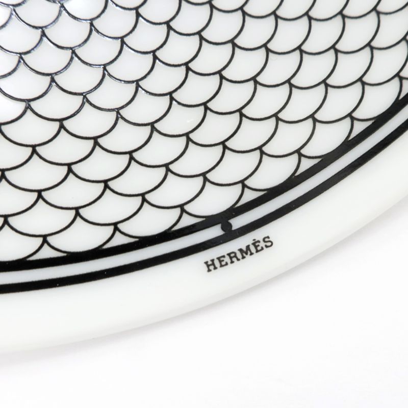 Hermes Panplate H DECO Set Of 2 White Black Plate Pair Pottery Accessori
