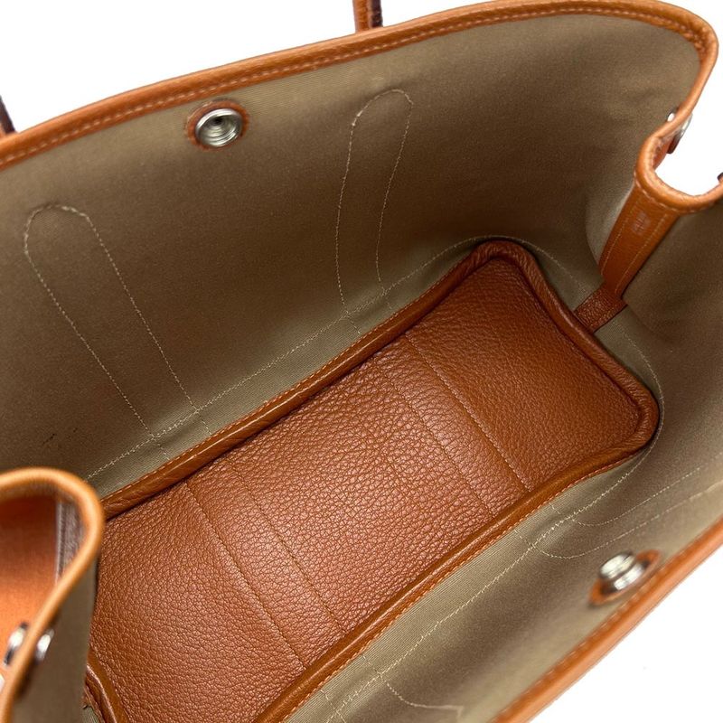 Hermes Garden Party TPM Tote Leather Canvas Orange □I Engraved Commuter School