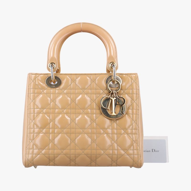 Christian Diorchristian Dior Lady Dior Beige Patent 14b-ma-0112