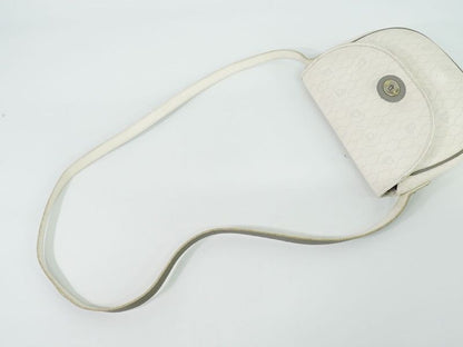 Authentic Christian DIOR Honeycomb Pattern Shoulder Bag Pochette PVC White Bag