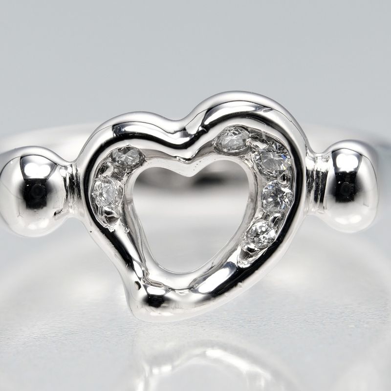 Tiffany & Co Open Heart Pt950platinum X 6P Diamonds #8.5 Ladies 6.21g Ring