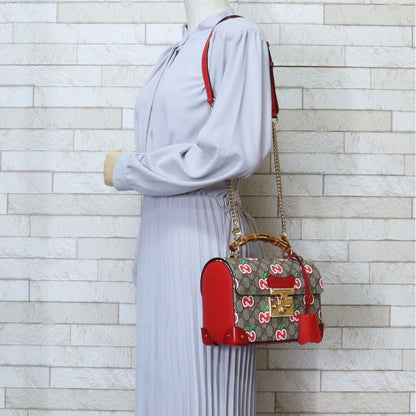 Gucci Bamboo GG Apple Shoulder Bag GG Supreme Canvas 603221 520981 Brown Ladies