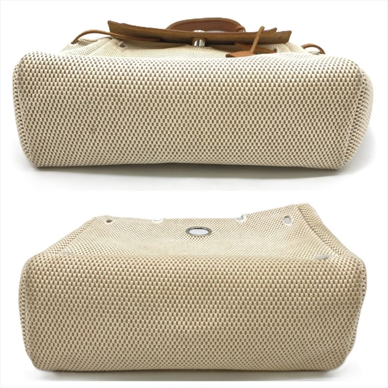 Hermes Herbag A Dos Backpack Toile GM □G Engraved Beige Silver Hardware Women