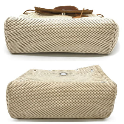 Hermes Herbag A Dos Backpack Toile GM □G Engraved Beige Silver Hardware Women