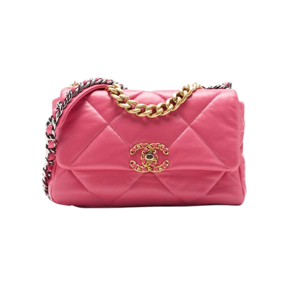 Chanel 19 Matelasse 2way Chain Shoulder Lambskin Pink With Gold And Silver
