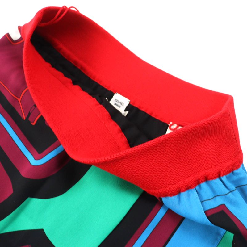 Hermes 522823do 100% Silk All-over Design Twill Laine Wrap Skirt Multicolor 38