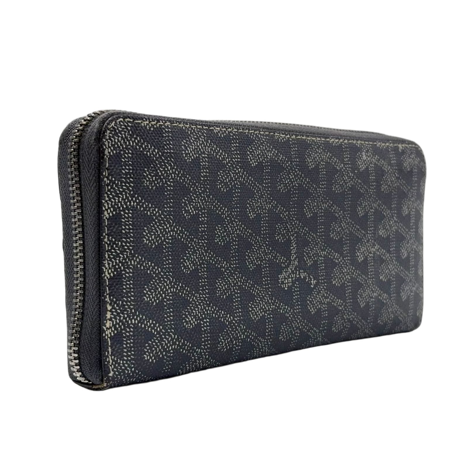 Goyard Martinyon GM Zip Around Leather Gray Wallet Silver — view 2