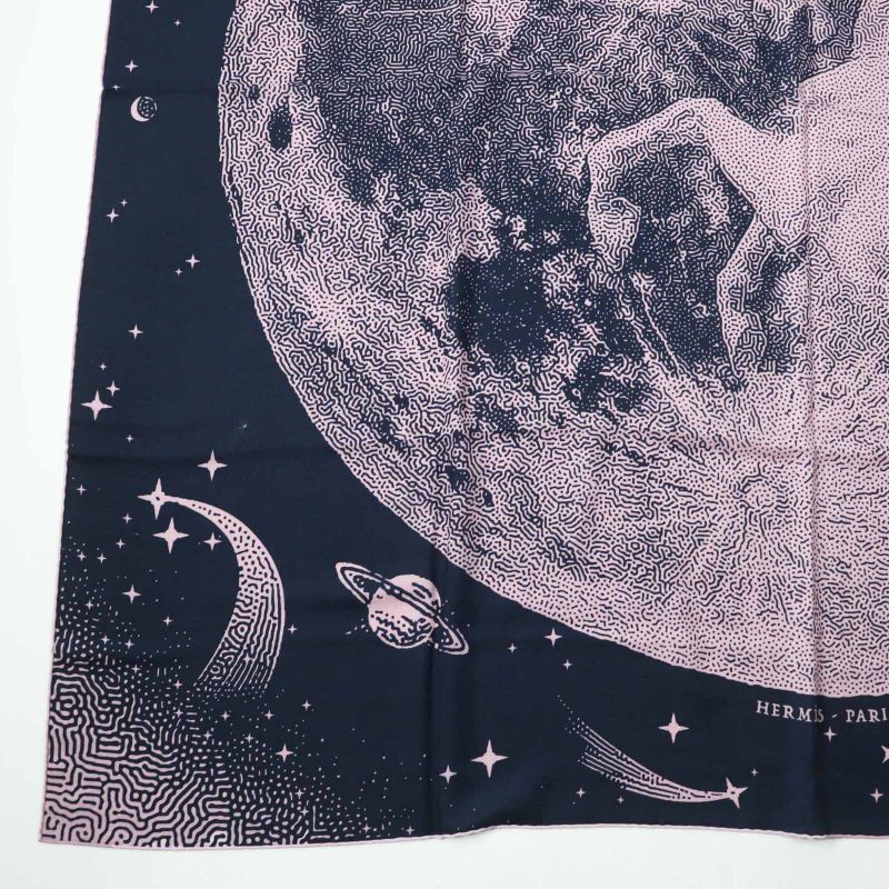 Hermes Carre Geant140 Clair De Lune Cles Cashmere Silk Marine View Rose Scarf