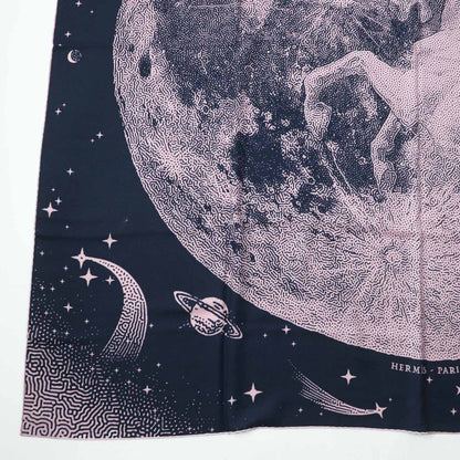 Hermes Carre Geant140 Clair De Lune Cles Cashmere Silk Marine View Rose Scarf