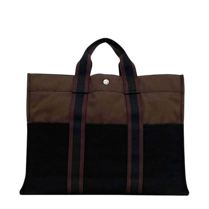 Hermes Tote Bag Fourre Tout Brown Black Bordeaux Excellent Condition