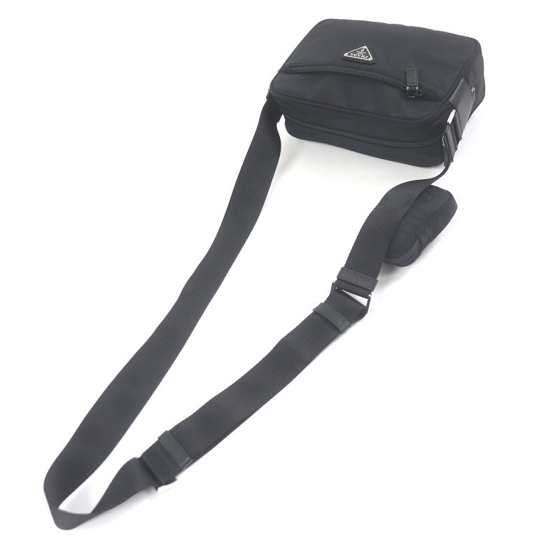 Prada 1bc167 Re-nylon Triangle Logo Triangle Plate Shoulder Bag With Pouch