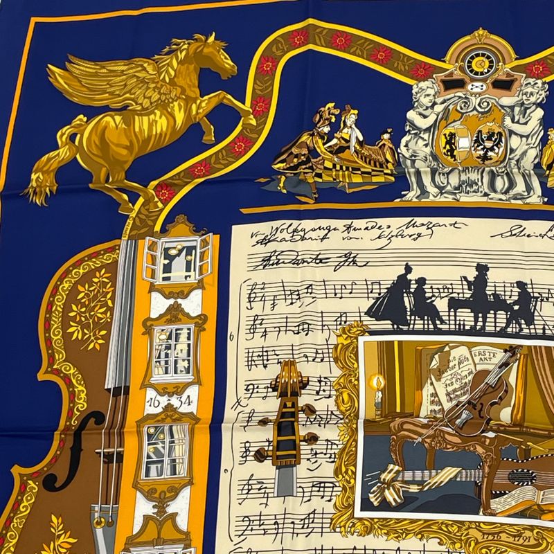 Hermes Carre 90 In Salzburg Scarf Silk Navy