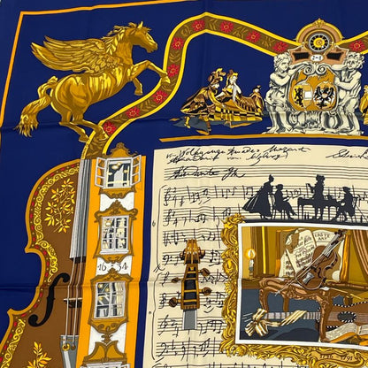 Hermes Carre 90 In Salzburg Scarf Silk Navy