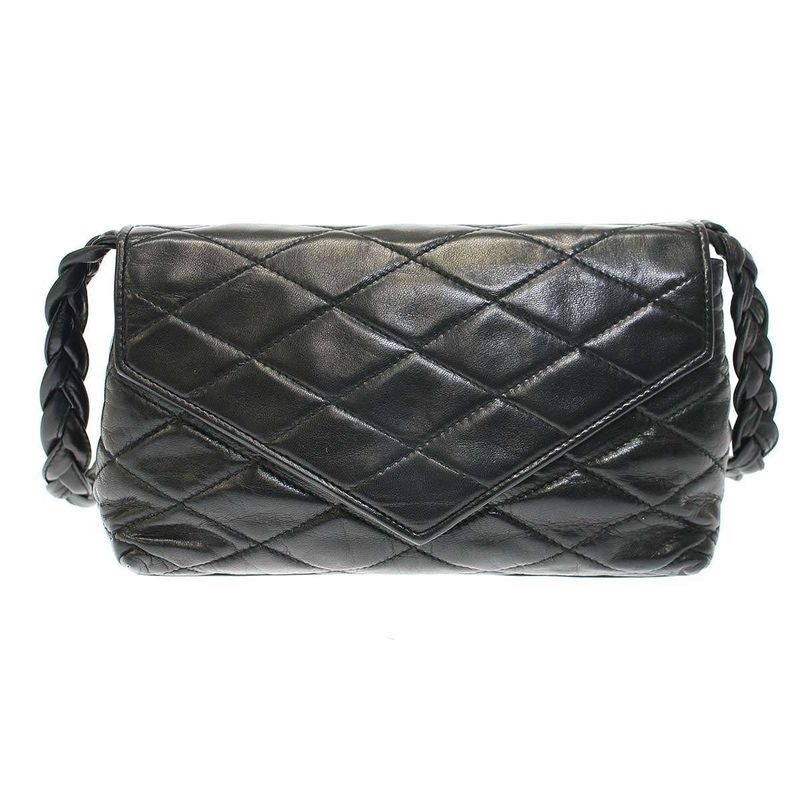 Chanel Old Vintage Matelasse Leather Shoulder Bag Black